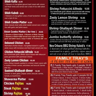 the menu for the restaurant