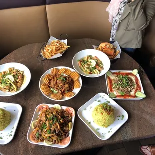 a table of asian food