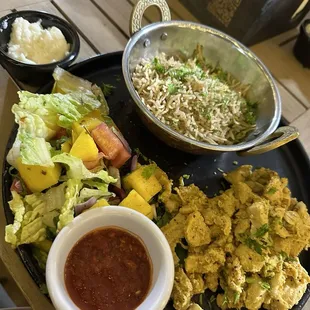 Chicken Shawarma with mango salad and rice