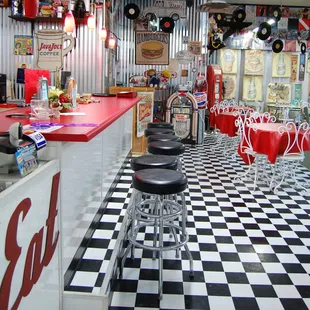 the interior of a diner