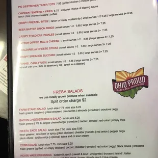 a menu for a restaurant