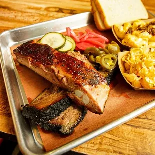 2 Meat plate  *Brisket *Pork Ribs *Mango Habanero Coleslaw *Mac Belly