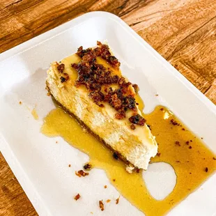 Smoked bourbon pork belly cheesecake