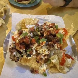 Gochujang chicken nachos. Fire