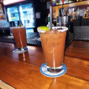 two cocktails on the bar