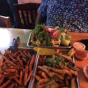 Sweet potato fries and cilantro fries