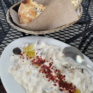 Bread and eggplant dip