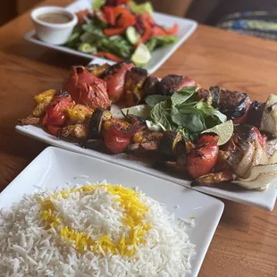 Skewer of salmon and skewer of shrimp! Yum!