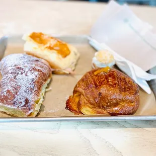 My order! Apricot croissant, mini cream puff, ham sandwich and creamy pan