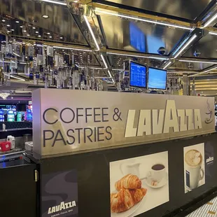 a coffee and pastries counter