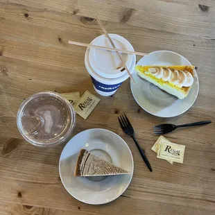 a slice of cake and a cup of coffee