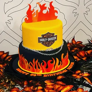 Harley Davidson motorcycle themed cake