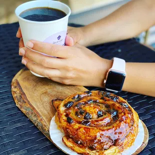Raisin Danish with French roasted coffee