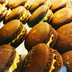 Rocher (chocolate and hazelnut) macarons