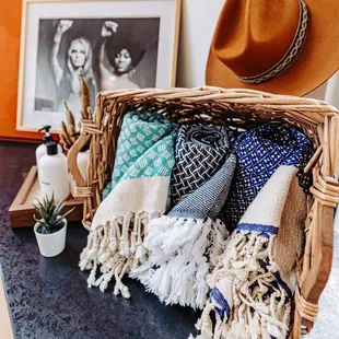 Turkish Towels, woven on an old-style shuttled loom. 100% Organic Cotton.