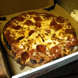 Medium pepperoni, extra cheese with extra sauce. Uber yuMMiness!!!