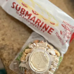 "Half" Chicken Caesar Salad and a Meatball Sub; I'd order both again!