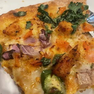 Tandoori Chicken Pizza. Just ok. Dough is thick and chewy. No crisp. Barely any cheese, doesn't ooze