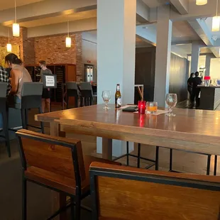 a table with wine glasses on it