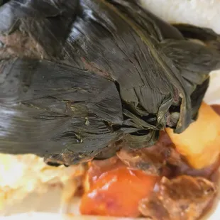 Combo Laulau and beef stew. The leaves were still on...