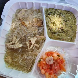 Chicken long rice and squid luau plate