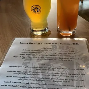 Beer, Paloma and menu