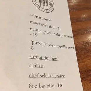 menu