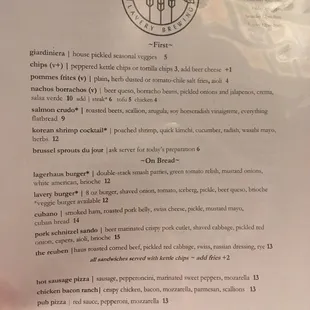 the menu