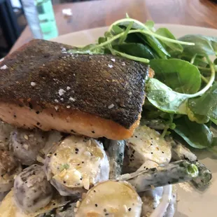 Seared Salmon. Well done on request.