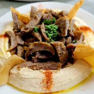 Hummus with Gyro Meat - appetizer