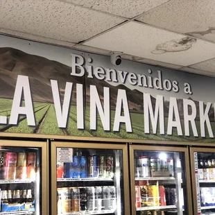 a sign for lavina market