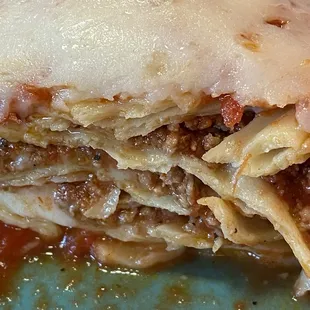 My wife&apos;s lasagna (so you can see that it needs more sauce).