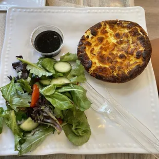 Goat cheese quiche with side salad