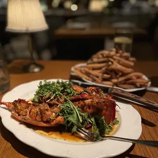 Lobster Arbiata and trifle fries