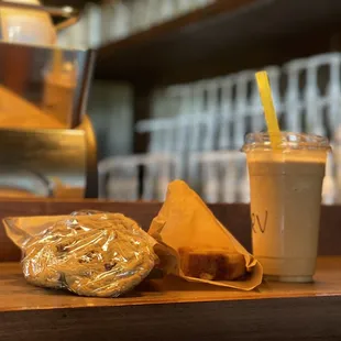 a sandwich and a drink