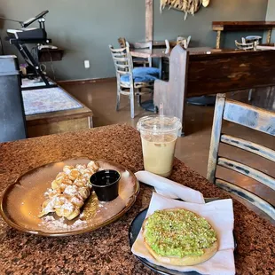 Avocado bagel, ozark iced coffee