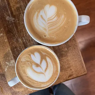 12oz Lady Lovely and a 16oz hazelnut latte