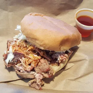 Pulled pork w/Lawlers Hot Sauce.