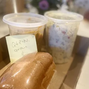 Part of dinner for the fam:   Potato salad , minestrone --- &amp; , my ham sandwich