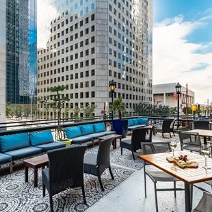 a view of a rooftop restaurant