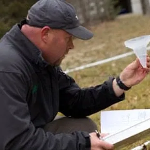 Sean our project manager preforming an Irrigation Audit