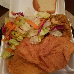 1 fish 2 shrimp sub fries for rice combo.