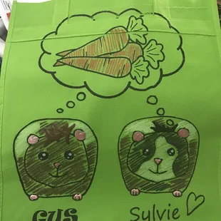 The tote  bag I got for buying a guinea pig for the elementary schools through LAC. Great idea!!