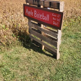 a sign for apple baseball field