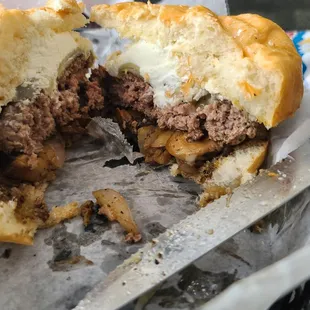 the inside of a hamburger