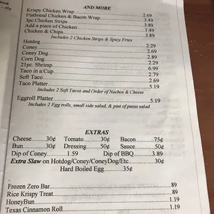the menu