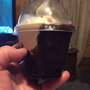 Less than 1/4 ice cream. Didn't taste good.