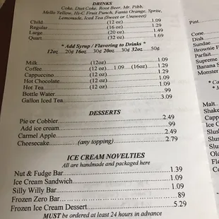 menu