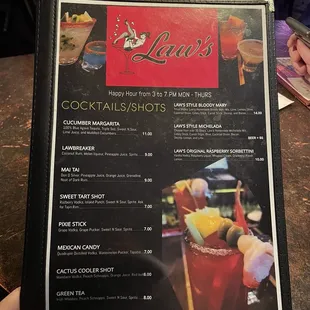 Drink menu