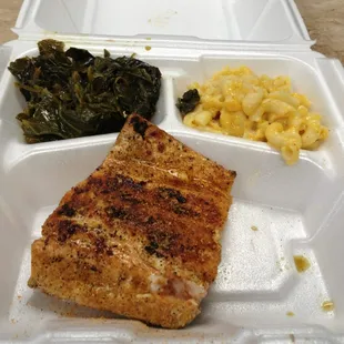 Salmon, greens, Mac &amp; Cheese!